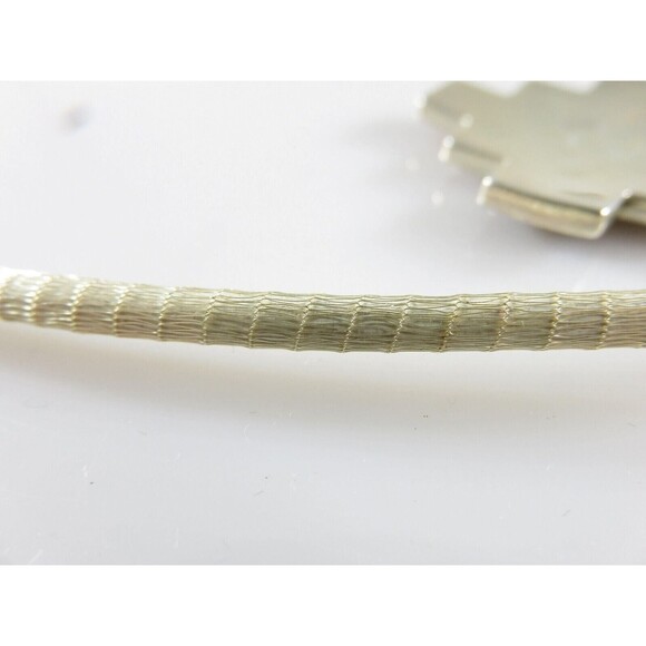 Sterling Silver Mesh Slide Necklace Southwestern Hardstone Geometric Pendant - Picture 4 of 10